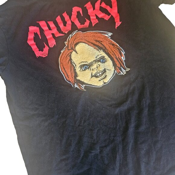 Chucky Child's Play T-Shirt‎ Horror Movie Tee Knit Embroidered Face Halloween M - Picture 2 of 5